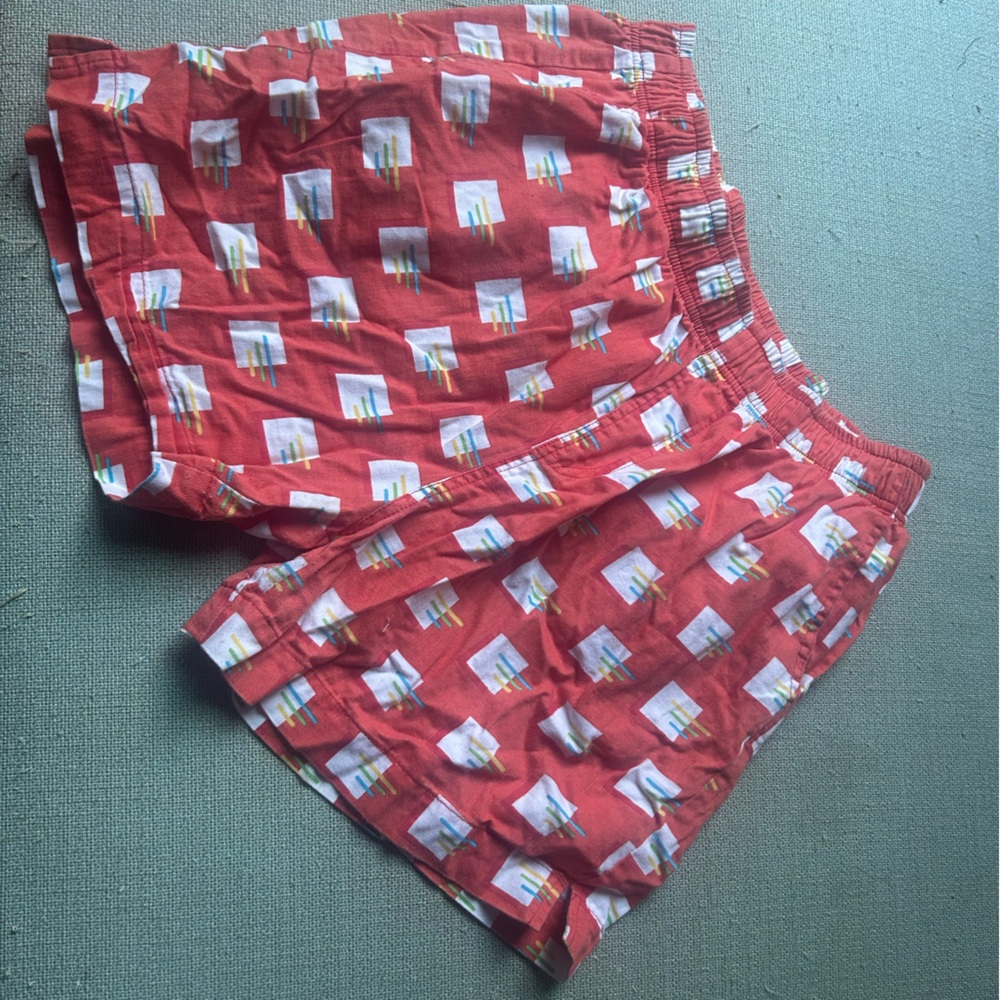 Red Patterned Women's Shorts - Picture 2 of 3